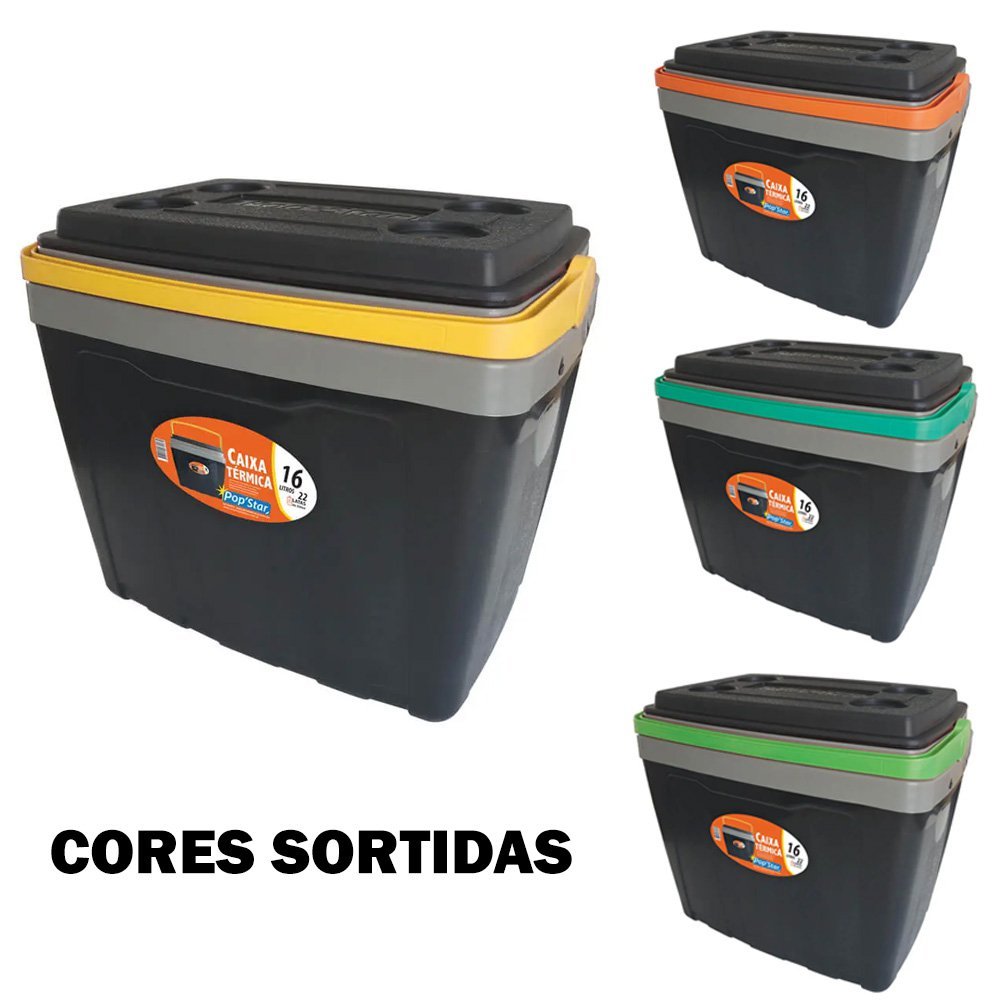 Caixa Térmica Cooler 16 Litros Tampa com Porta Copo Camping Pesca - 3