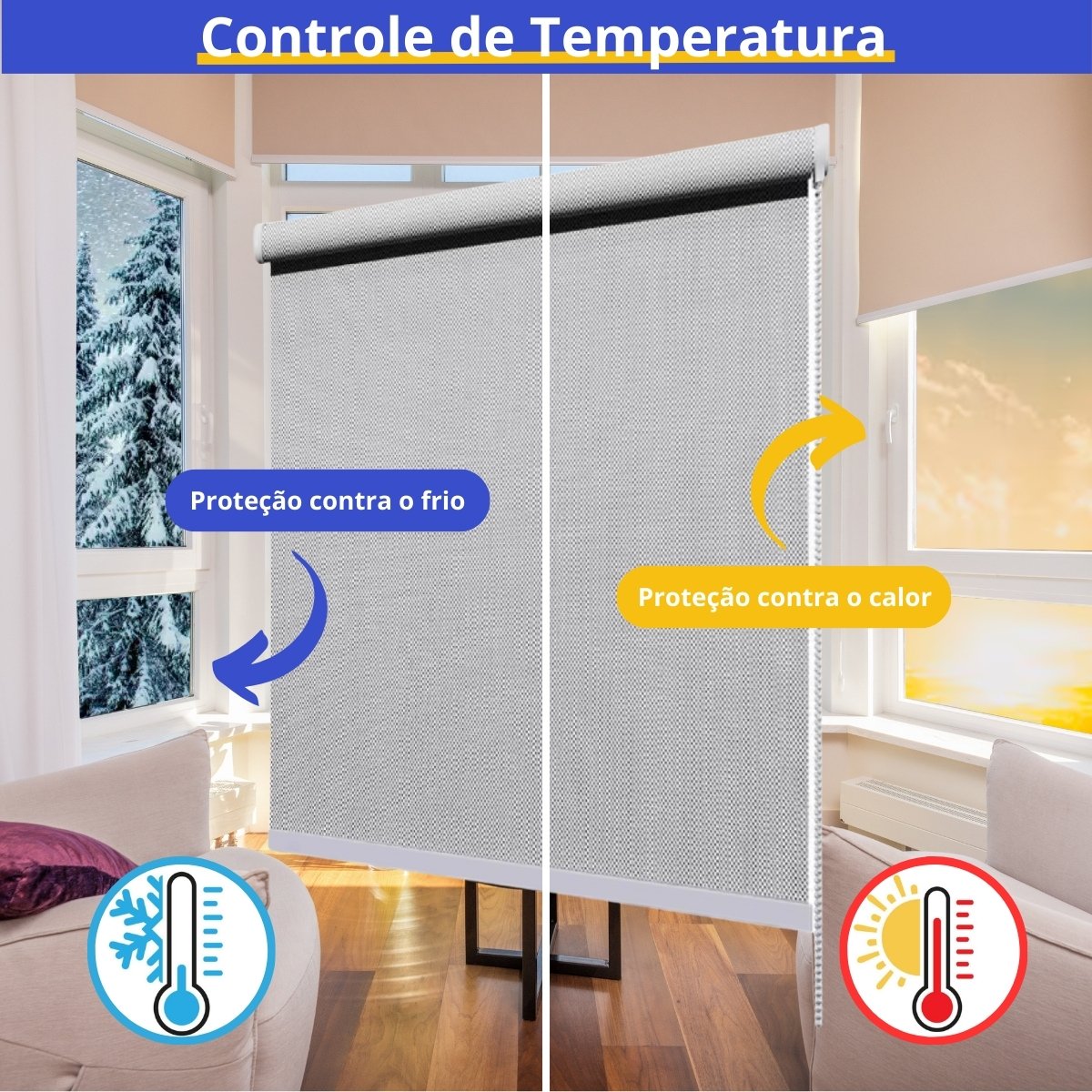 Cortina Persiana Rolo Tela Solar 3% L=1,20m X A=1,60m | Atlas - Cinza - 4