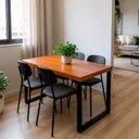 Ver imagem 1 de Mesa Industrial para Ambiente Biofílico Madeira Maciça Bernardo com Ferragem 1,50m Preto