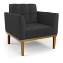 Ver imagem 4 de Sofá Namoradeira e 2 Poltronas Base Madeira Castanho Elisa Corino Preto D03 - D'Rossi