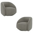 Ver imagem 1 de Kit 2 Poltronas Decorativas Jenny Base Giratória em Metal Preto Veludo Cinza G45 - Gran Belo
