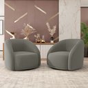 Ver imagem 2 de Kit 2 Poltronas Decorativas Jenny Base Giratória em Metal Preto Veludo Cinza G45 - Gran Belo