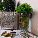 Ver imagem 4 de Abajur Luminária Decorativa de Metal Cobre Rosé Vazado 33 x 31 x 31 cm