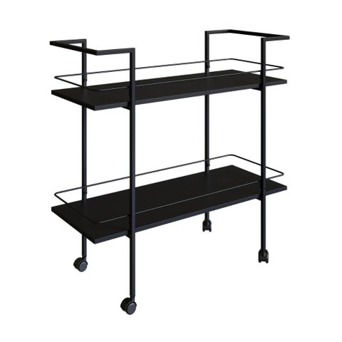 Carrinho Bar Industrial com 2 Prateleiras P1036 Preto