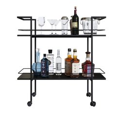 Carrinho Bar Industrial com 2 Prateleiras P1036 Preto - 3