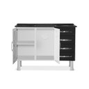 Ver imagem 2 de Gabinete Armario Ideal de Aço P/ Cozinha C/ 4 Gavetas e 2 Portas 1,20 M - Branco/Preto - MARROART