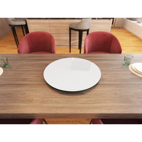 Prato Giratório de Mesa 70 cm em Vidro Temperado 8mm - Cor Branco