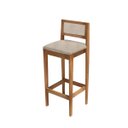 Ver imagem 6 de Kit 2 Banquetas Assento Encosto Estofado em Linho Hellen:mel com Palha