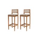 Ver imagem 2 de Kit 2 Banquetas Assento Encosto Estofado em Linho Hellen:mel com Palha