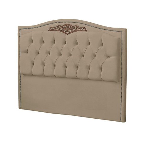 Cabeceira Casal Queen Estofada para Cama Box Maitê Veludo Bege Escuro