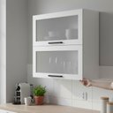 Ver imagem 1 de Armário Aéreo de Cozinha 80cm 2 Portas Basculantes C/vidro 100% Mdf Phoenix Móvel na Caixa