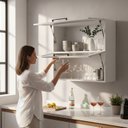 Ver imagem 3 de Armário Aéreo de Cozinha 80cm 2 Portas Basculantes C/vidro 100% Mdf Phoenix Móvel na Caixa