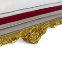 Ver mais imagens de Jogo de Sofá Clássico com Par de Poltronas Bege com Marsala e Dourado 139x218x74cm e 130x95x75cm