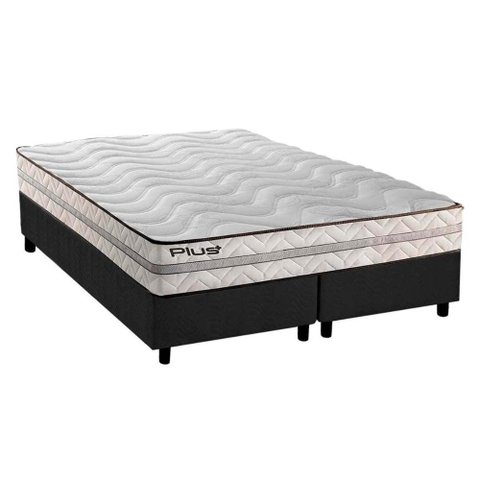 Cama Box Queen: Colchão Espuma D33 Paropas Pasquale Plus + Base CRC Suede Gray(158x198)