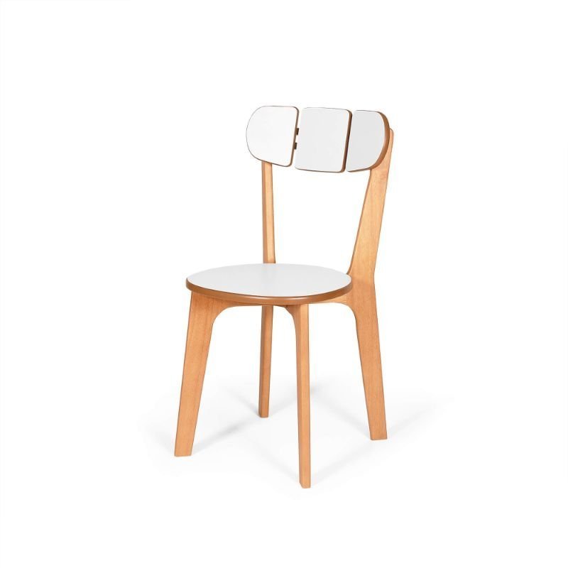 Conjunto de Jantar Mesa Itália 100 Cm com 4 Cadeiras em Madeira Divino Branco - 3