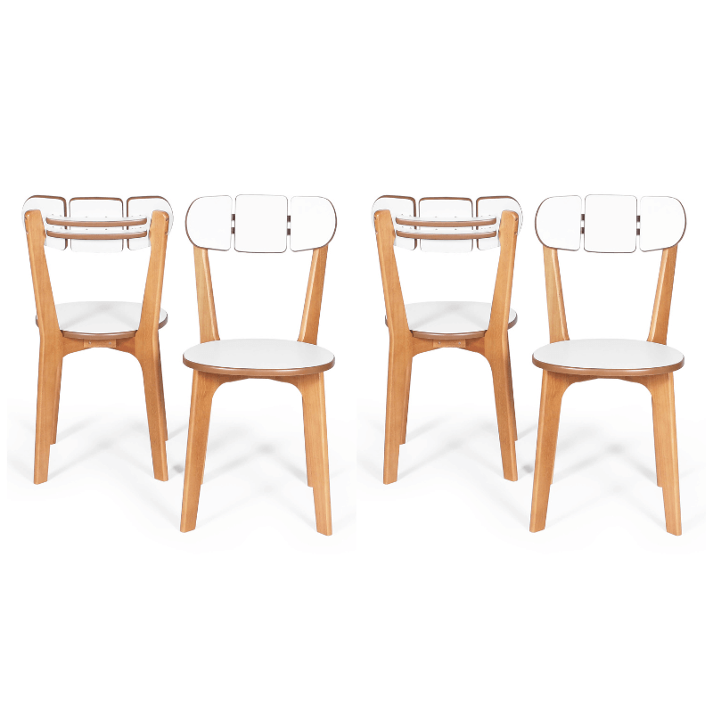 Conjunto de Jantar Mesa Itália 100 Cm com 4 Cadeiras em Madeira Divino Branco - 8