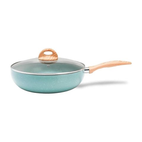 Wok de Indução com Tampa Botanika Antiaderente Ceramic Life 3,4 Litros Verde Brinox