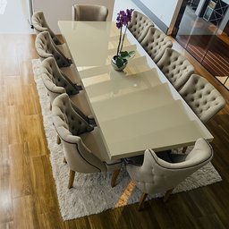 Mesa de Jantar Mdf Laminado Laca Auto Brilho 200x100cm - Off White / Bege (somente Mesa) - 4