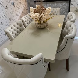 Mesa de Jantar Mdf Laminado Laca Auto Brilho 200x100cm - Off White / Bege (somente Mesa) - 3