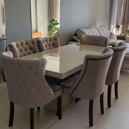 Mesa de Jantar Mdf Laminado Laca Auto Brilho 200x100cm - Off White / Bege (somente Mesa) - 2