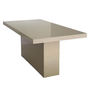 Mesa de Jantar Mdf Laminado Laca Auto Brilho 200x100cm - Off White / Bege (somente Mesa)