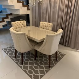 Mesa de Jantar Mdf Laminado Laca Auto Brilho 200x100cm - Off White / Bege (somente Mesa) - 6