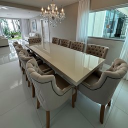 Mesa de Jantar Mdf Laminado Laca Auto Brilho 200x100cm - Off White / Bege (somente Mesa) - 5