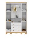 Ver imagem 3 de Armário Junior New 4 Portas - Moveis Peroba Branco Brilho/carvalho