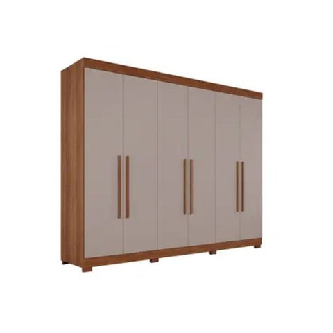 Roupeiro Salleto Orion Premium 6 Portas C/ Pés (cinamomo /off)