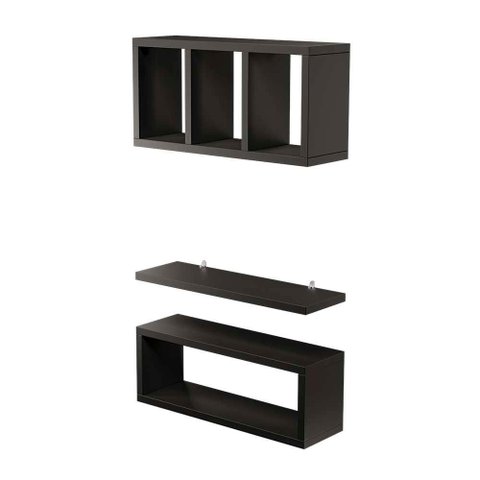 Kit Nichos Prateleiras França para Banheiro Decorativo Preto