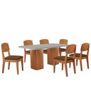 Ver imagem 2 de Mesa de Jantar Eloise 180cm Tampo Mdf 6 Cadeiras Moderna Veludo Marrom/nat/off/serig. Off