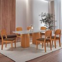 Ver imagem 1 de Mesa de Jantar Eloise 180cm Tampo Mdf 6 Cadeiras Moderna Veludo Marrom/nat/off/serig. Off