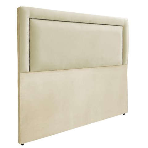 Cabeceira Cama Box Premium Almofadada Lisa Luxo Suede Rbl:casal Tradicional/bege