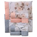 Ver imagem 1 de Combo 2 Jogo de Cama Lençol Casal California 4 Peças Salmão Cinza 100% Poliéster