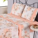 Ver imagem 2 de Combo 2 Jogo de Cama Lençol Casal California 4 Peças Salmão Cinza 100% Poliéster
