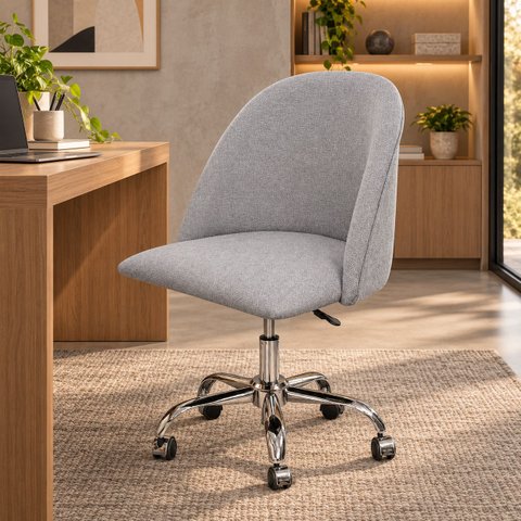 Cadeira Sophia Giratória com Rodinhas Cromada Home Office
