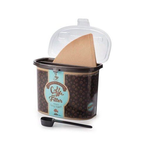 Pote Porta Café e Filtro com Colher Retrô Divisória Plasutil