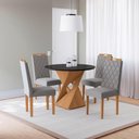 Ver imagem 1 de Conjunto Sala de Jantar Luna Kappesberg 4 Cadeiras Veludo Titanio