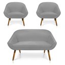 Ver imagem 1 de Kit 01 Namoradeira 02 Lugares e 02 Poltronas Giovana Suede Castanho Cinza