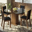 Ver imagem 1 de Conjunto Sala de Jantar Madesa Madu Mesa Tampo de Vidro Redondo 4 Cadeiras - Rustic/preto/preto