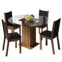 Ver imagem 2 de Conjunto Sala de Jantar Madesa Madu Mesa Tampo de Vidro Redondo 4 Cadeiras - Rustic/preto/preto