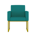 Ver mais imagens de Kit Sofá 2 Lugares + 2 Poltronas Recepção Sala Base Dourada Cor:azul Turquesa
