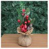 Kit 6 Enfeite De Mesa Natal Berry Vermelhos E Saco De Juta 28cm - 3