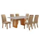 Ver imagem 1 de Mesa de Jantar Carolina 180cm Tampo MDF Vidro Canto Copo com 6 Cadeiras Lorena Moderna Mobília