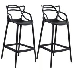 Kit C/ 2 Banquetas Allegra Masters 100% Polipropileno Preta - 1