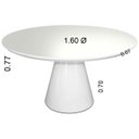 Ver imagem 2 de Mesa de Jantar Redonda em Resina Cor Branca Modelo Mirandela Tampo Chanfrado, Base Cone 1.60 Ø