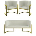 Ver imagem 1 de Kit Sofá 2 Lugares + 2 Poltronas Bouclê para Recepção Gold Cor:bege