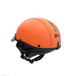 Capacete Coquinho Scooter Moto Elétrica Bike Couro Laranja - 3