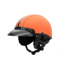 Capacete Coquinho Scooter Moto Elétrica Bike Couro Laranja - 1