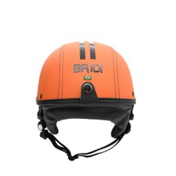 Capacete Coquinho Scooter Moto Elétrica Bike Couro Laranja - 4
